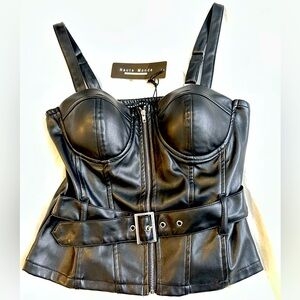 Black Corset Top with belt! Size M B/C cup